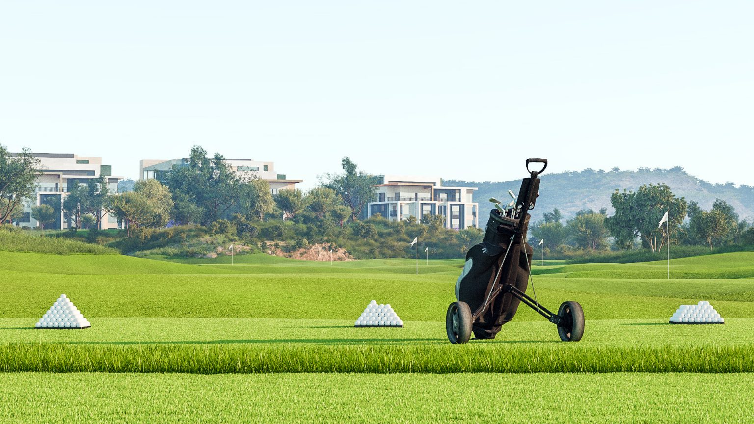 Eighteen golf driving range render