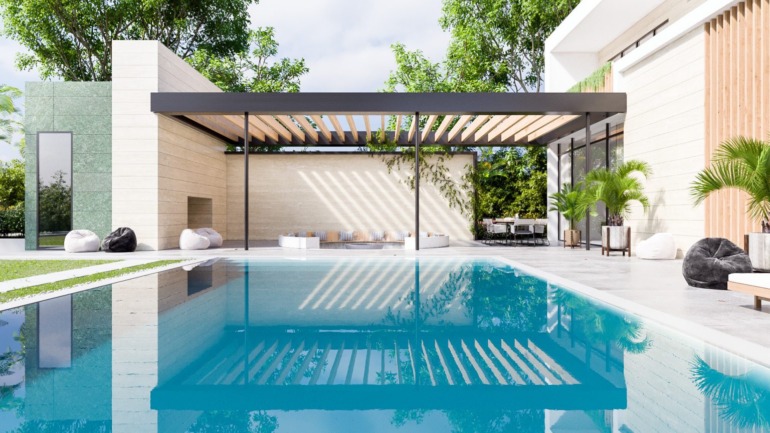 Eighteen villa pool render
